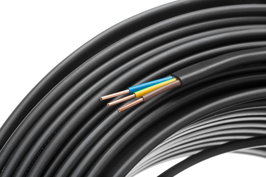 Electric cables closeup